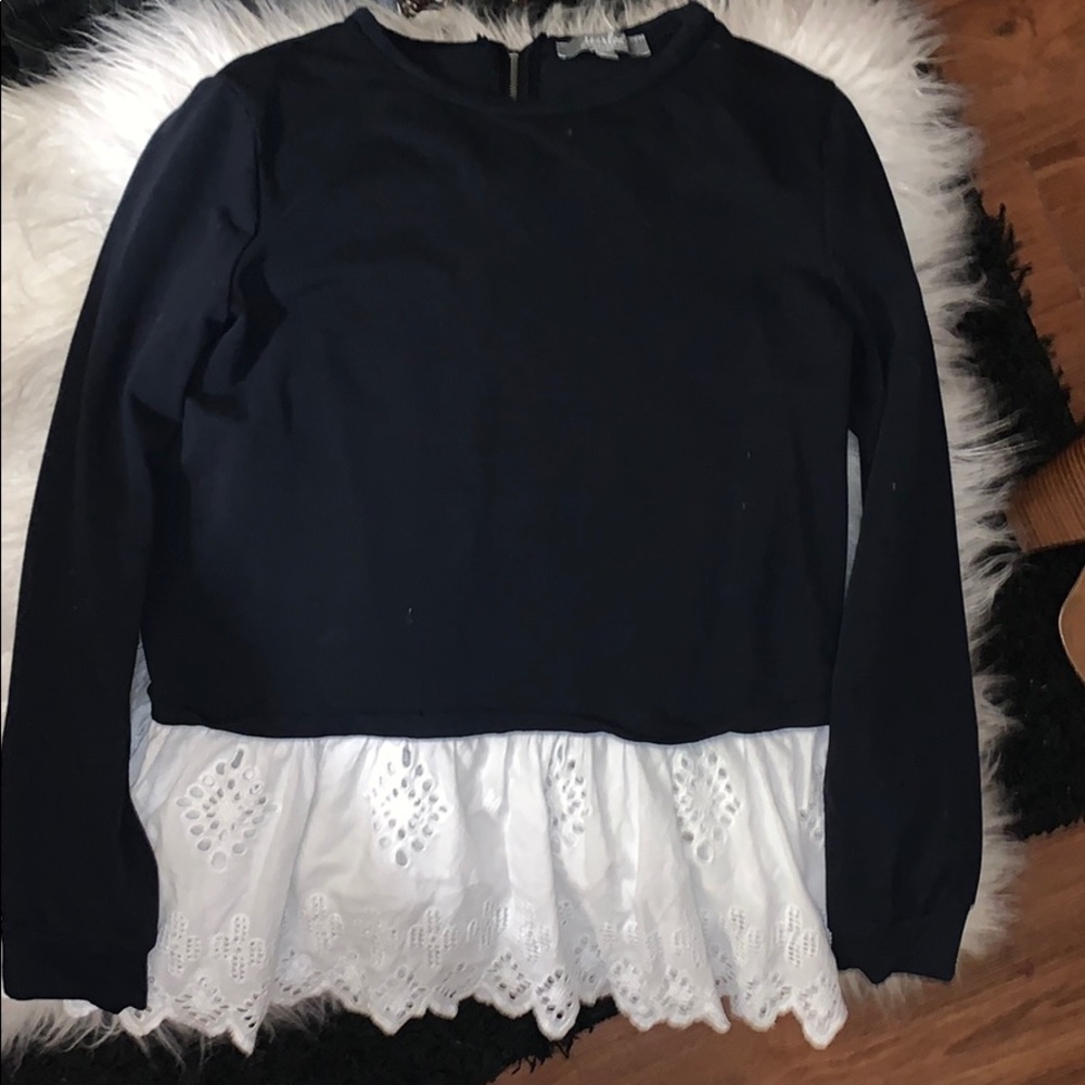 Marled Lace Hem Sweater